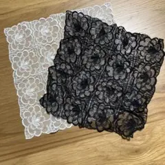 ユニセックスレースチーフ2枚セット(ブラックとホワイト)