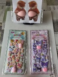 おしりシール2枚、柴犬おなかシール2匹セット+肉球1個