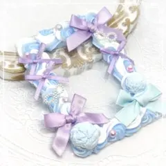 トレカケースデコホイップデコB8平成女児 白×水色 紫♡リボン アイス②