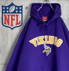 【希少デザイン】NFL パーカー 紫 パープル スウェット 刺繍 バイキングス