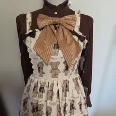 axes femme kawaii ストライプサテンブラウス 茶色