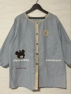 ★J635★新品　くまのがっこうストライプスモック2L～3Lネイビー