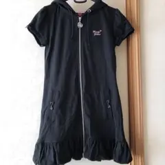 Mezzo Piano フード付き黒ワンピース