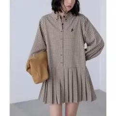 FREE'SMART プリーツシャツロングスリーブミニワンピース