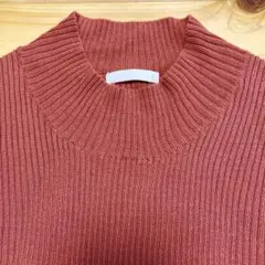 リブニット ハイネック 長袖 トップス くすみピンク　Sサイズ