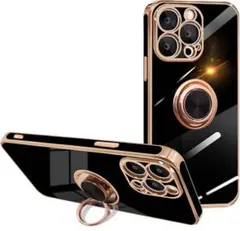 iPhone 12 pro max ケース リング付き 6.7インチ用 ブラック