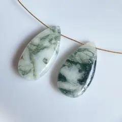 【ツリーアゲート】スムースペアシェイプ2粒