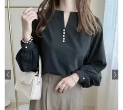 【GRL】パールキーネックブラウス[fo1835]