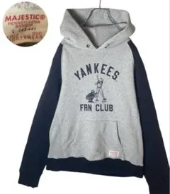 ヤンキースベースボール ビッグプリントmajesticスウェットパーカーゆったり