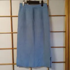 LOWRYSFARM 水色リブ編みタイトスカート