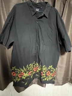 OLDGAP アロハシャツ L 黒 花柄刺繍　90s