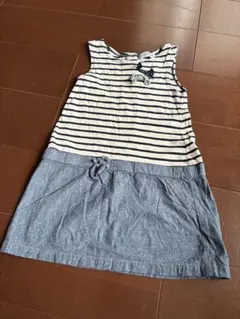 リボンつきボーダーワンピース