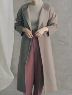 【状態◎】高見えロングコートノーカラーグレージュURBAN RESEARCH