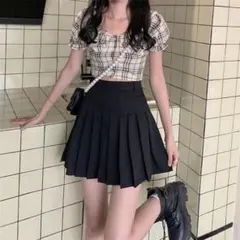 ブラック プリーツスカート Lサイズ GRL