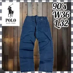 【90s】ポロラルフローレン チノパン ネイビー W36 ストレート コットン