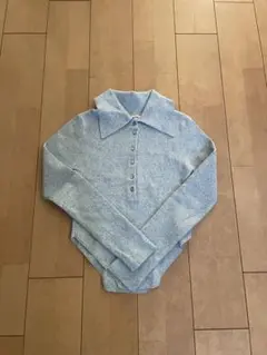 Sea Room lynn リネンコンビBig collarサイドカットニット