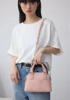 【AZUL by moussy】デニムミニダブルジッパーバッグ