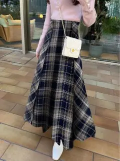 GRL ツイードチェックフレアロングスカート[tu1431]