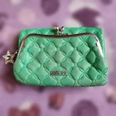 ANNA SUI がま口二つ折り財布 キルティング グリーンのサムネイル