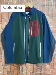 コロンビア Columbia フリース　ネイビー×グリーン×グレー×レッド