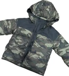 グローバルワーク　キッズ　リバーシブルダウンジャケット　迷彩　黒　XLサイズ