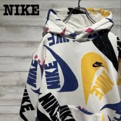 美品❣️NIKE ナイキ　希少　ロゴ総柄　フーディーパーカー　トレーナー　サイズM ☆美品☆ ナイキ【NIKE】ロゴ総柄 希少 プルオーバー フーディ