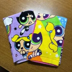 パワーパフガールズ タオルハンカチ ハンドタオル パープル ピンク ブルー