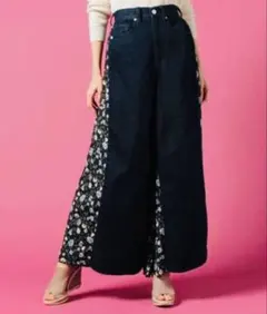 CLANE デニム花柄プリーツパンツのサムネイル