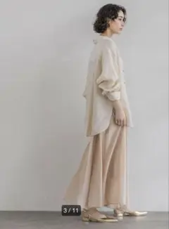 【完売商品】Apart bylow シアーボリュームスカート　ピンクベージュ　F