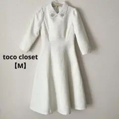 tocco closet レース襟付きバックレースアップツイードワンピース
