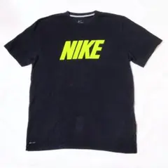 NIKE ナイキ DRY FIT ライムグリーン系 ロゴ デカロゴ Tシャツ
