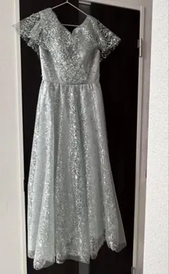 【お値下げしました】シルバー系　ブルーグリーン系　ロングドレス