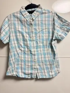 バーバリーロンドン　水色チェック 襟付き　半袖シャツ　Mサイズ　ビンテージシャツ