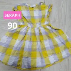 【SERAPH】ノースリーブ　ワンピース チェック柄　90cm 黄色のサムネイル