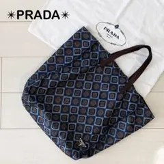 PRADA プラダ　トートバッグ　ナイロン　ダイヤモンドパターン ネイビー系