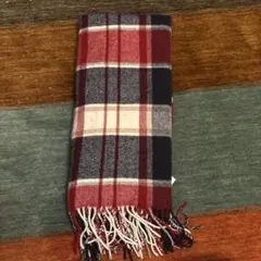ウール100% チェック柄マフラー 60×200cm
