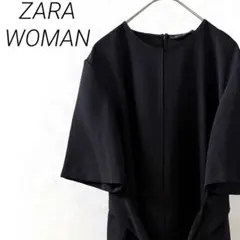 ZARA WOMAN ブラウス クルーネック ウエストリボン アシンメトリーのサムネイル