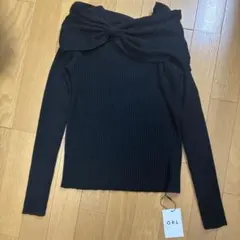 GRL ks206 リボンカラーリブニットトップス ブラック