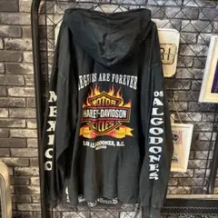 Harley Davidson パーカー XL 黒 フェード 両面プリント