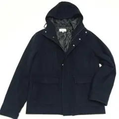 GLOBAL WORK フード付き　ウール　コート　 L 　黒　キルティング