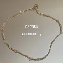 ハンドメイド　水晶　ガラスビーズ　ネックレス