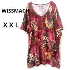 大きいサイズ XXL✨WISSMACH ボタニカル 花柄 チュニック ボルドー