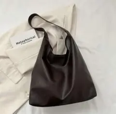 ダークブラウン トートバッグ 大容量 ショルダーバッグ 韓国　通勤通学