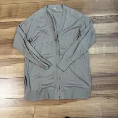 ユニクロ UVカットⅤネックロングカーディガン カーキ　Mサイズ