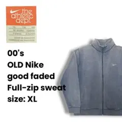 00s OLD NIKE フルジップアップ スウェット ナス紺 フェードネイビー
