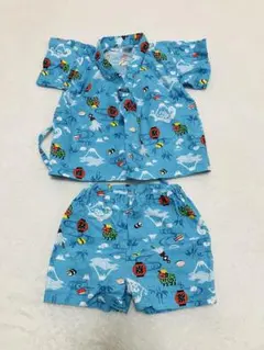 90cm 甚平 半ズボン　ベビー　キッズ　男の子　水色