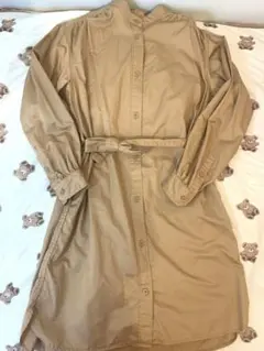 【美品】140 茶色長袖ボタンアップワンピース