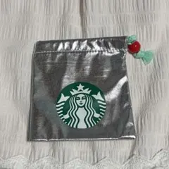 Starbucks スターバックス 巾着 ポーチ シルバーのサムネイル