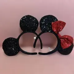 東京ディズニーリゾート ミッキー ミニー スパンコール カチューシャ ペアセット