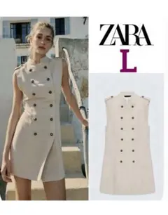 ZARA リネントグルボタン ミニワンピース M ナポレオン ZARA リネントグルボタン ミニワンピース M ナポレオン | Mercari